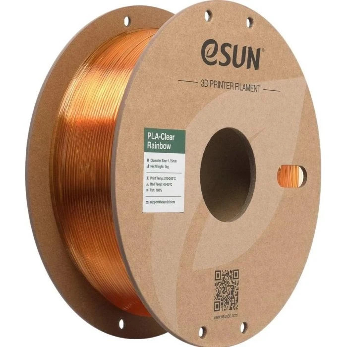 Пластик для 3D-принтера eSUN PLA Clear Rainbow 1,75mm 1kg FLAME-Crystal (PLA-CLRB175O-CF1P1) (UA)
