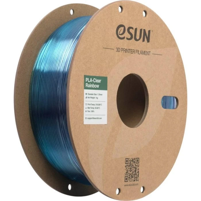 Пластик для 3D-принтера eSUN PLA Clear Rainbow 1,75mm 1kg PURPLE BLUE CYAN (PLA-CLRB175RB-ZUCY1P1) (UA)