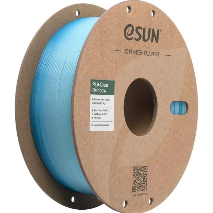 Пластик для 3D-принтера eSUN PLA Clear Rainbow 1,75mm 1kg Transl BLUE WHITE (PLA-CLRB175T-UW1P1) (UA)