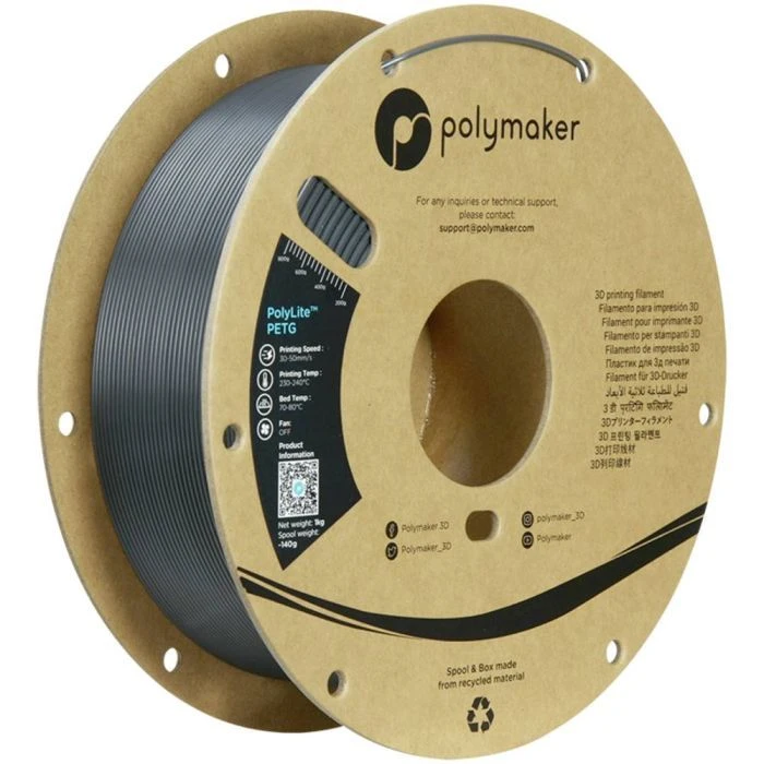 Пластик для 3D-принтера Polymaker PETG 1,75mm 1kg DARK GREY (PB01056) (UA)