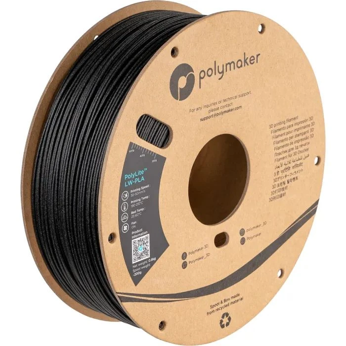 Пластик для 3D-принтера Polymaker PLA POLYLITE LW 1.75 mm 0,8kg BLACK (PA08001) (UA)