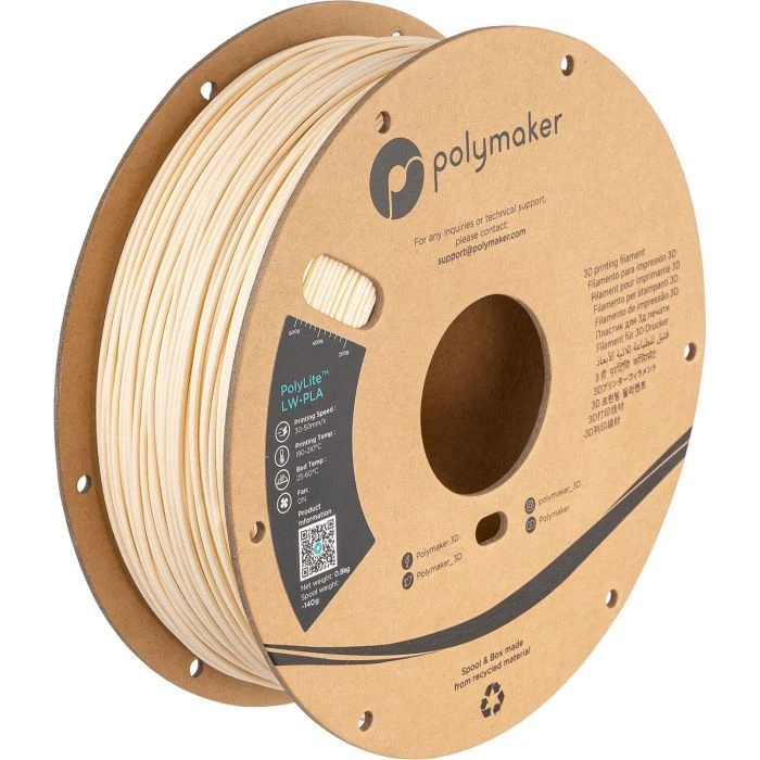 Пластик для 3D-принтера Polymaker PLA POLYLITE LW 1.75 mm 0,8kg WHITE (PA08002) (UA)