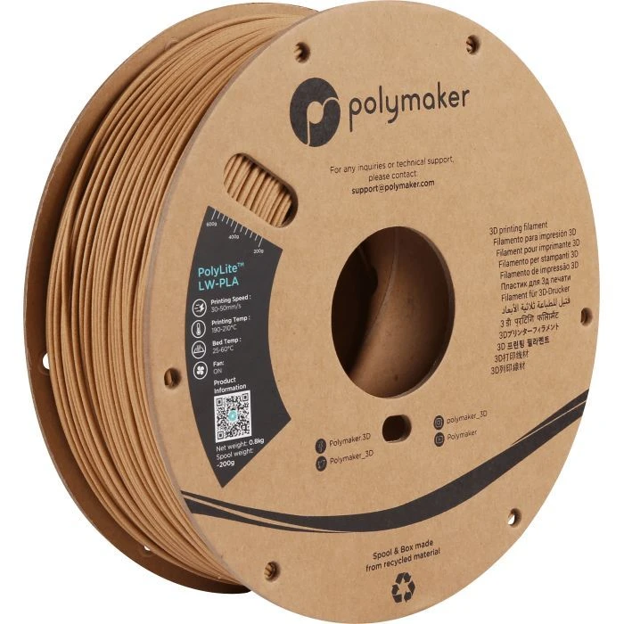 Пластик для 3D-принтера Polymaker PLA POLYLITE LW 1.75 mm 0,8kg WOOD (PA08004) (UA)