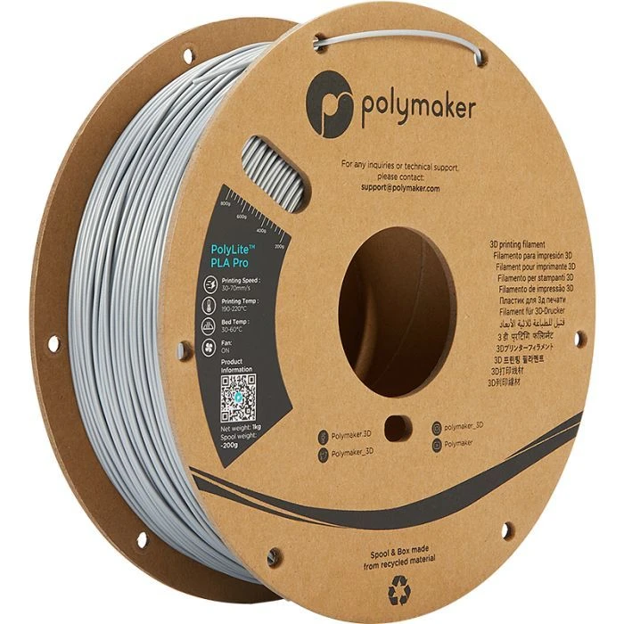 Пластик для 3D-принтера Polymaker PLA POLYLITE PRO 1,75mm 1kg METALLIC SILVER (PA07007) (UA)