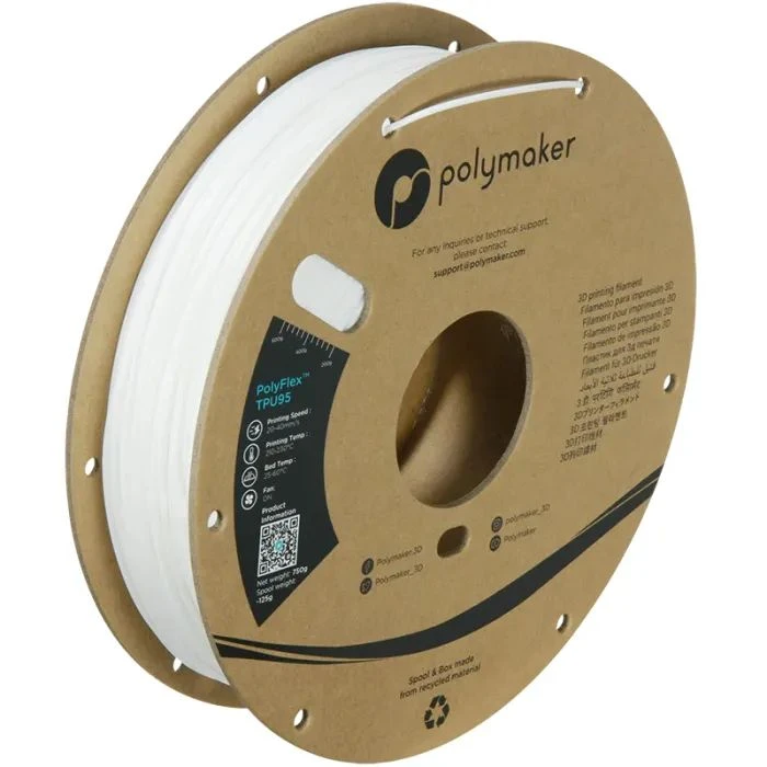 Пластик для 3D-принтера Polymaker TPU-95A 1,75mm 0,75kg WHITE (PD01002) (UA)