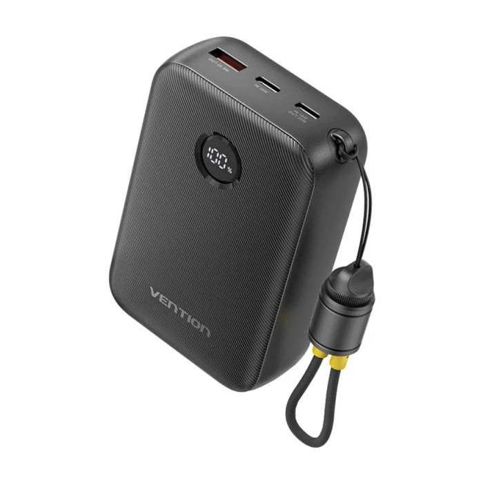 Мобильная батарея Vention 20000mAh 22,5W Fast Charging, with built-in USB-C cable, Black (FKBB0-C) (UA)