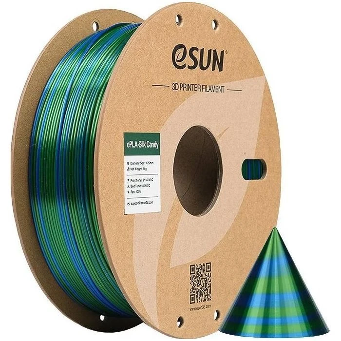 Пластик для 3D-принтера eSUN ePLA-SILK Candy 1,75mm 1kg BLUE GREEN (EPLA-SILK CANDY175UG1) (UA)