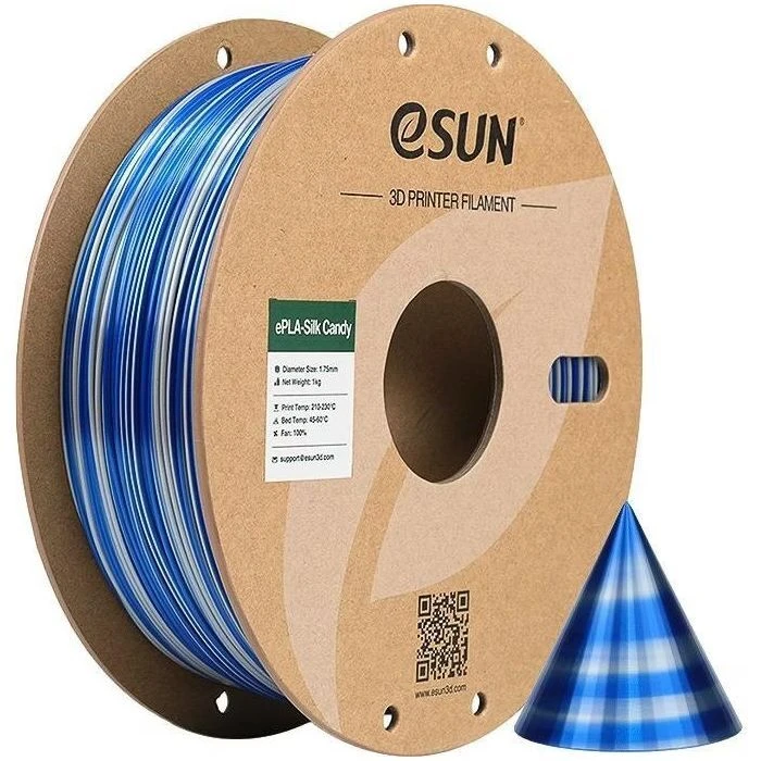 Пластик для 3D-принтера eSUN ePLA-SILK Candy 1,75mm 1kg SILVER BLUE (EPLA-SILK CANDY175SU1) (UA)