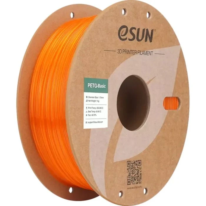 Пластик для 3D-принтера eSUN PETG BASIC Translucent 1,75mm 1kg ORANGE (PETG-BASIC175T-O1P1) (UA)