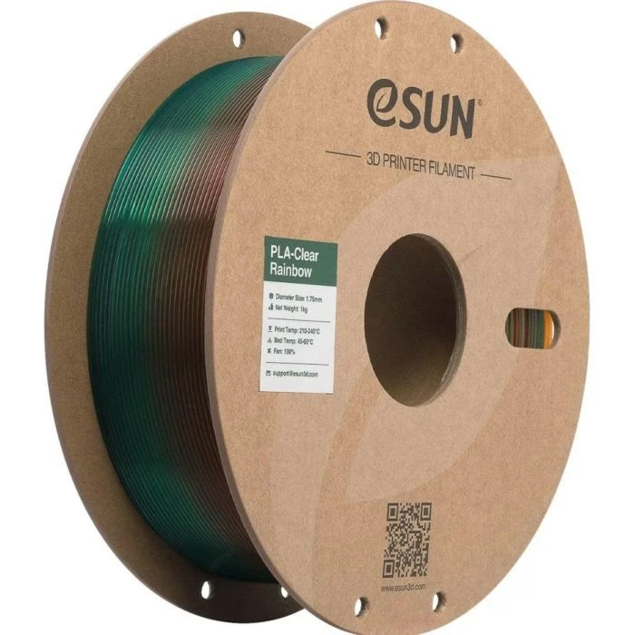 Пластик для 3D-принтера eSUN PLA Clear Rainbow 1,75mm 1kg Transl RAINBOW A (PLA-CLRB175T-RBA1P1) (UA)