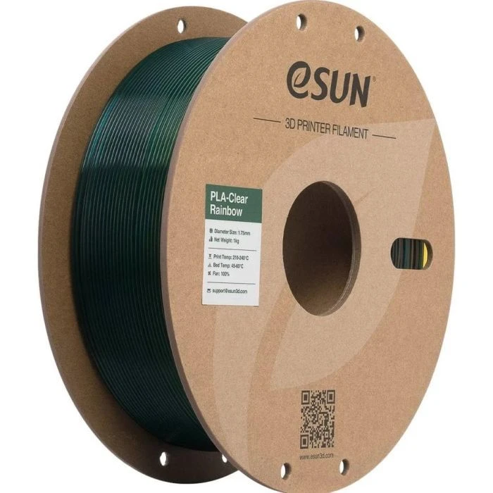 Пластик для 3D-принтера eSUN PLA Clear Rainbow 1,75mm 1kg Transl RAINBOW B (PLA-CLRB175T-RBB1P1) (UA)