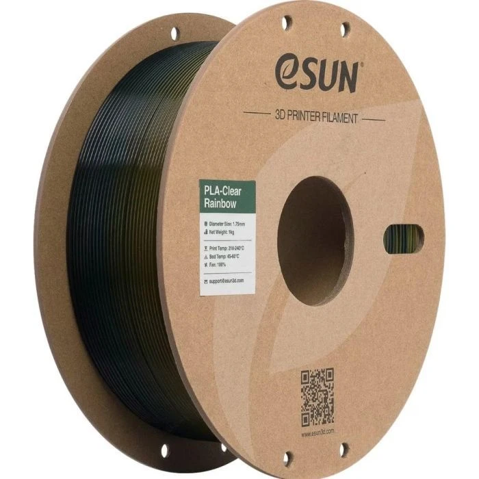 Пластик для 3D-принтера eSUN PLA Clear Rainbow 1,75mm 1kg Transl YEL GRN BLUE (PLA-CLRB175T-YGU1P1) (UA)