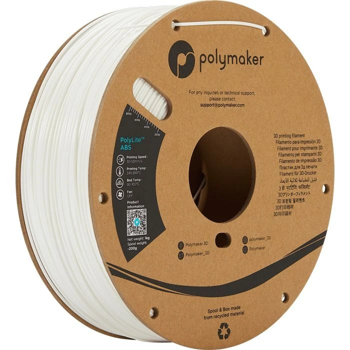 Пластик для 3D-принтера Polymaker ABS POLYLITE 1,75mm 1kg WHITE (PE01002) (UA)