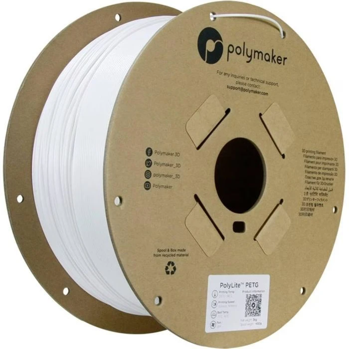 Пластик для 3D-принтера Polymaker PETG POLYLITE 1,75mm 3kg WHITE (PB01052) (UA)