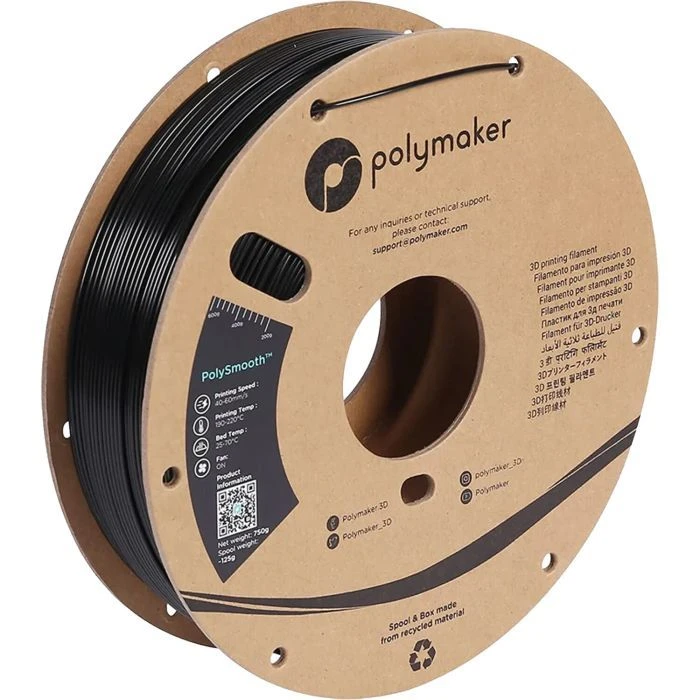 Пластик для 3D-принтера Polymaker PolySmooth PVB 1,75mm 0,75kg Black Jet (PJ01001) (UA)
