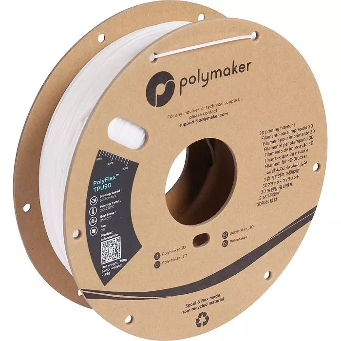 Пластик для 3D-принтера Polymaker TPU-90A 1,75mm 0,75kg WHITE (PD02002) (UA)