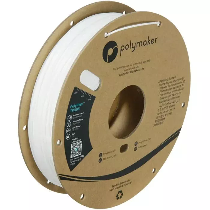 Пластик для 3D-принтера Polymaker TPU-95A 1,75mm 0,75kg WHITE (PD01002) (UA)