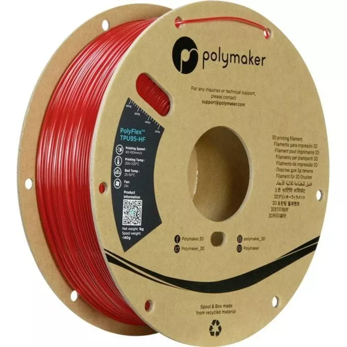 Пластик для 3D-принтера Polymaker TPU-95A HIGH SPEED 1,75mm 1kg TRANS RED (PD03007) (UA)