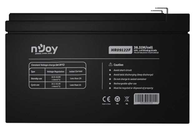 Акумуляторна батарея Njoy HR09122F 12V 9AH (BTVACIUOCTD2FBT01B) AGM (UA)