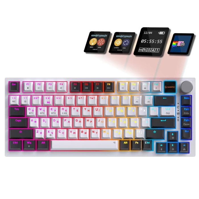 Клавіатура GamePro Asgard Valhalla Pro QLAB Sakura Switch RGB Bluetooth/Wireless/USB-C UA White (MK160-W-D-QS-PRO) (UA)