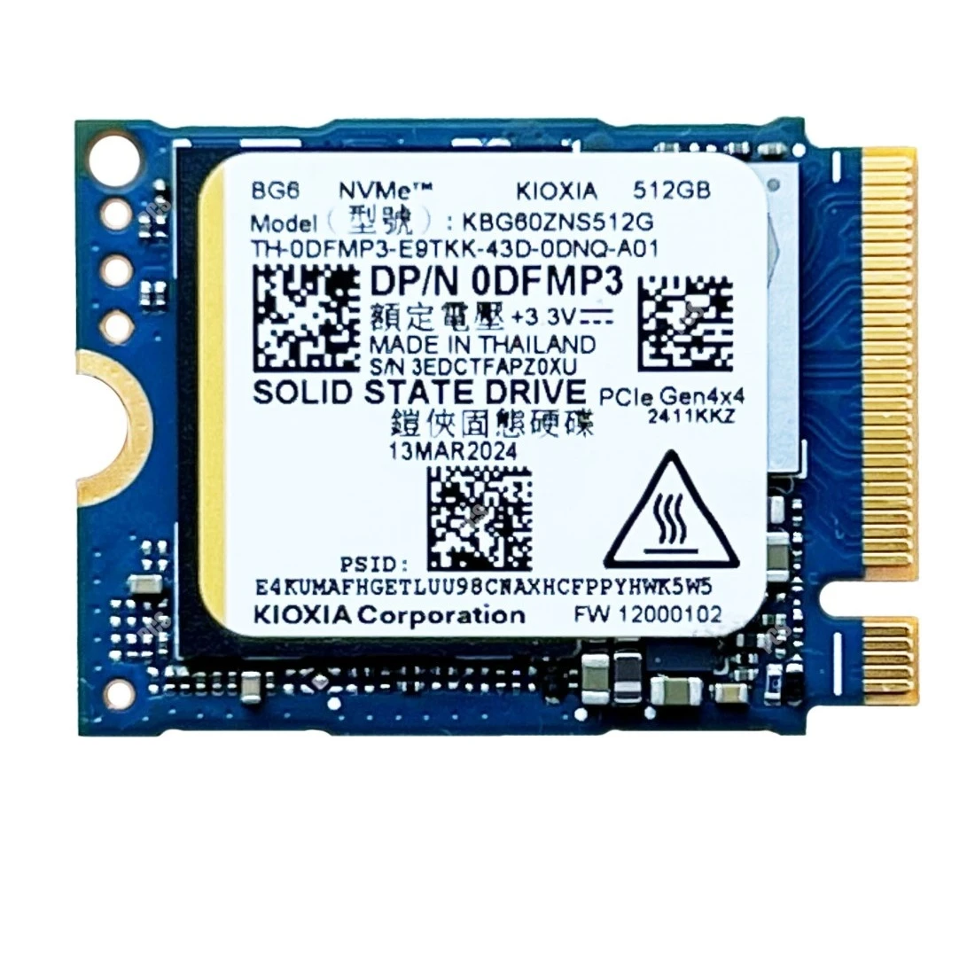 SSD диск 512GB Kioxia M.2 2230 NVMe PCIe 4.0 x4 (KEG60ZNS512G) (UA)