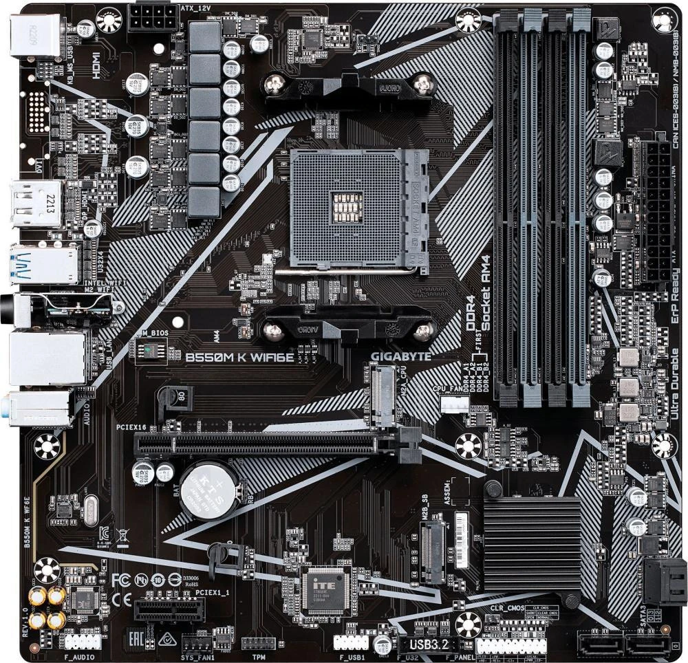 Материнська плата GIGABYTE B550M K WIFI6E (UA)