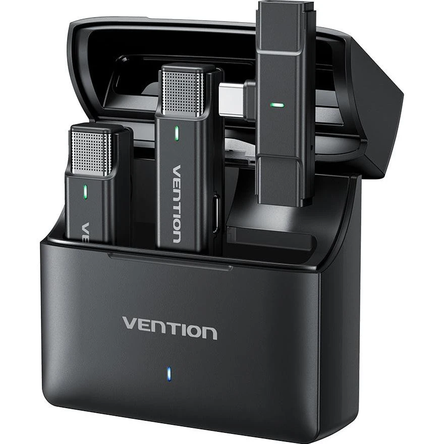 Микрофонная радиосистема Vention USB-C 2-Pack Wireless Lavalier with Charging Case (NCAB0) (UA)