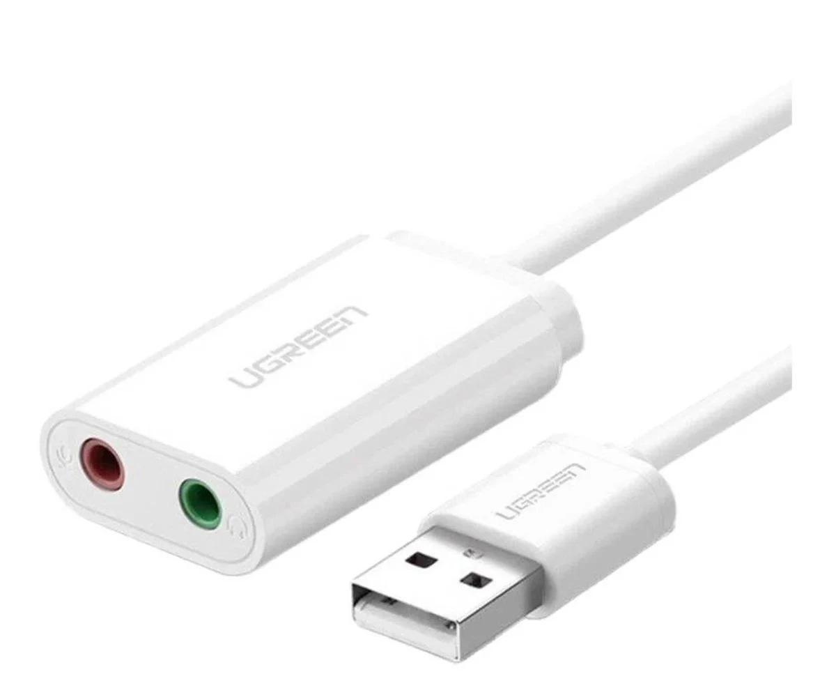 Звуковая карта UGREEN US205 Zewnetrzna karta dzwiekowa USB 15cm whitela (6957303831432) EU