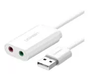 UGREEN US205 Zewnetrzna karta dzwiekowa USB 15cm whitela (6957303831432) EU
