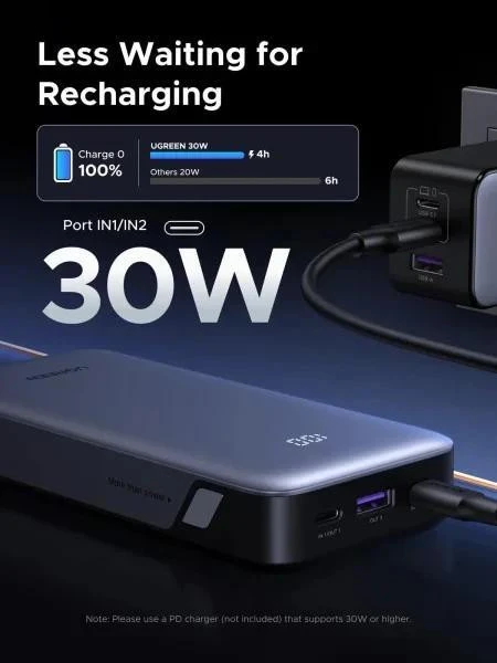 Мобільна батарея UGREEN PB532 30W 20000mAh Gray (55989B) (UA)