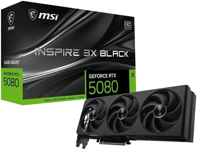 Видеокарта MSI GeForce RTX 5080 16G INSPIRE 3X OC BLACK (G5080-16I3CB)