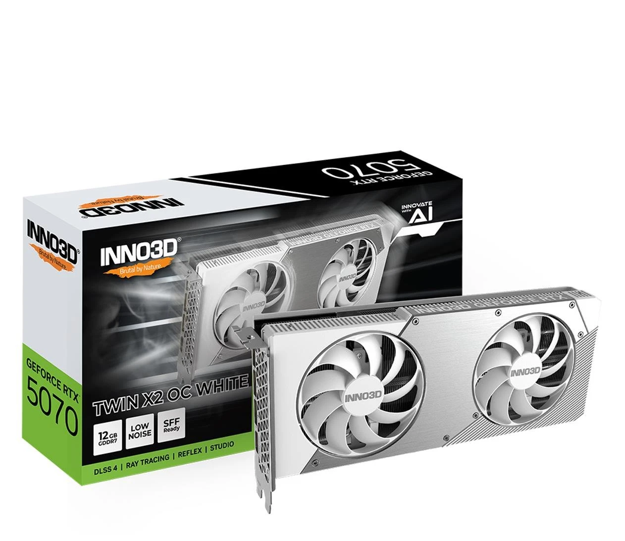 Відеокарта INNO3D GeForce RTX 5070 Twin X2 OC White 12GB GDDR7 DLSS4 (N50702-12D7X-195064W) EU