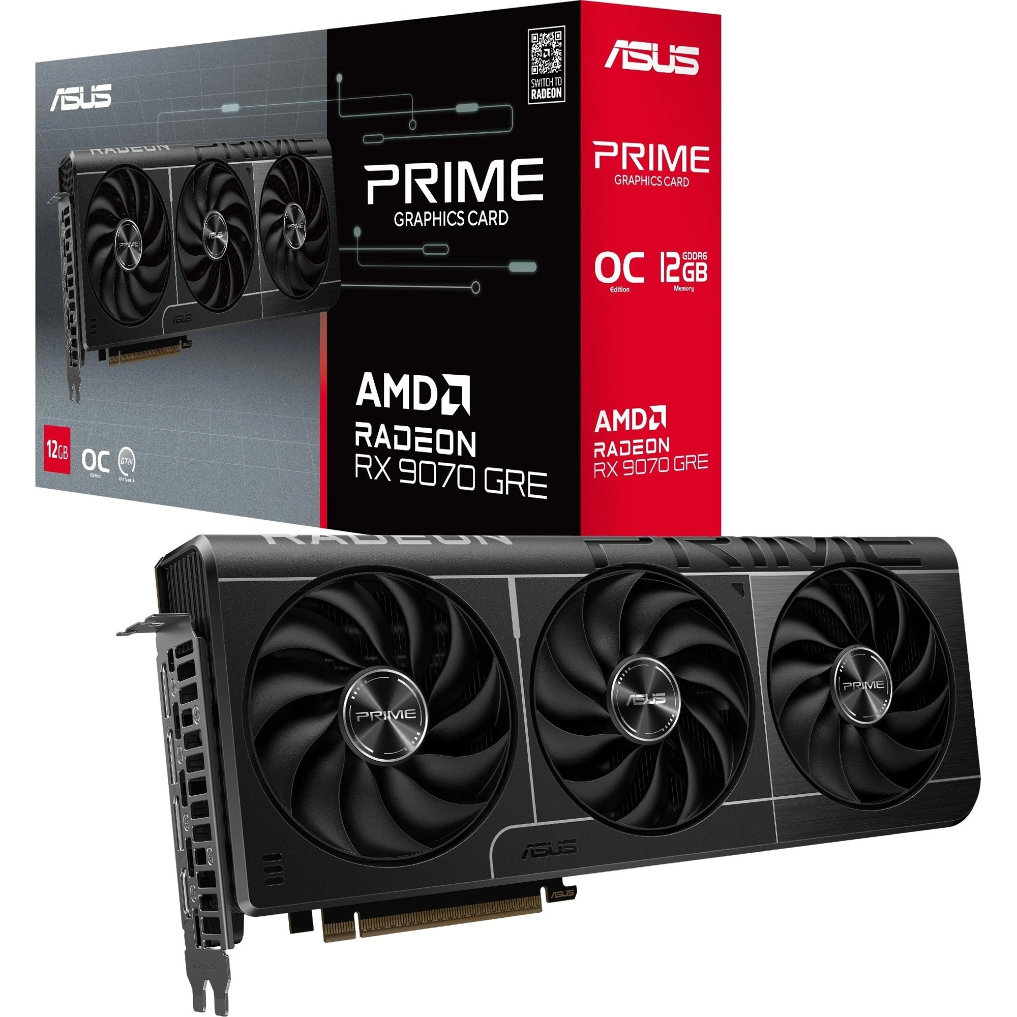 Видеокарта AMD Radeon RX 9070 GRE 12GB GDDR6 Prime OC Asus (PRIME-RX9070GRE-O12G) (90YV0PP0-M0NA00) (UA)