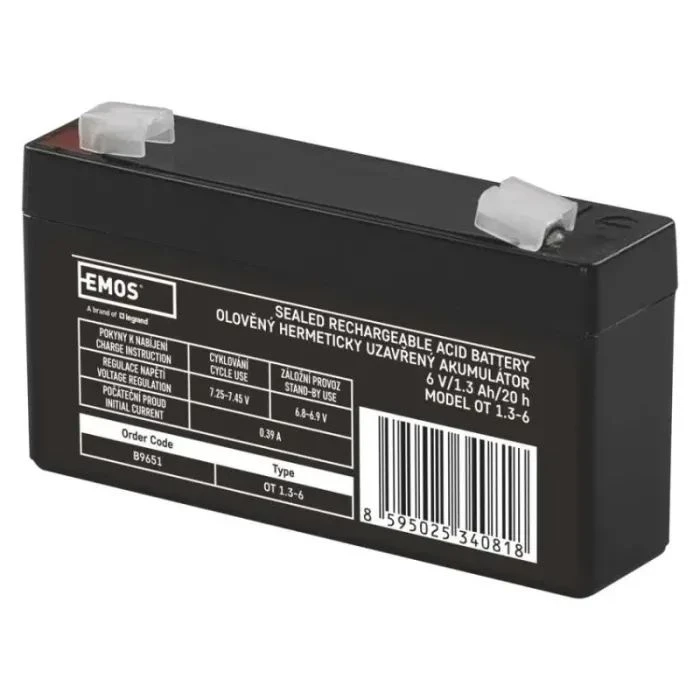Аккумуляторная батарея EMOS B9651 AGM 6V 1.3Ah fast 4,7mm (B9651) (UA)