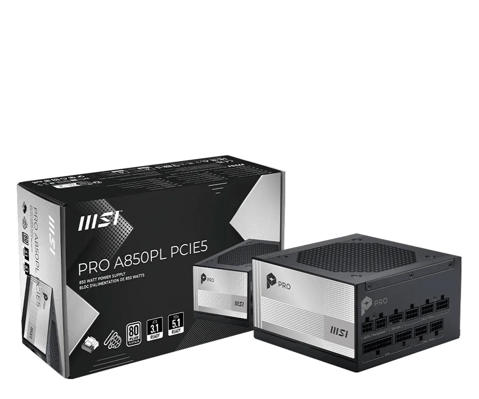 Блок живлення MSI PRO A850PL PCIE5 850W 80 Plus Platinum (PRO A850PL PCIE5) EU