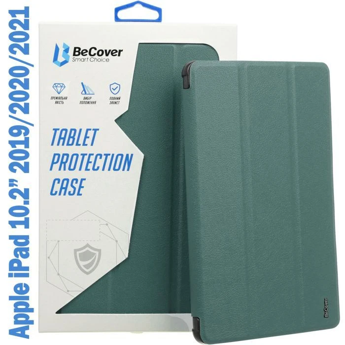 Чехол для планшета BeCover Tri Fold Soft TPU Silicone Apple iPad 10.2 2019/2020/2021 Dark Green (708514) (UA)