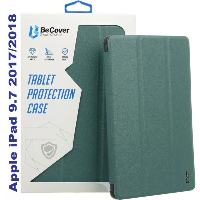 Чехол для планшета BeCover Tri Fold Soft TPU Silicone Apple iPad 9.7 2017/2018 A1822/A1823/A1893/A1954 Dark Green (711129) (UA)