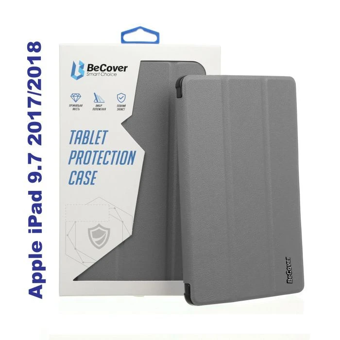 Чехол для планшета BeCover Tri Fold Soft TPU Silicone Apple iPad 9.7 2017/2018 A1822/A1823/A1893/A1954 Gray (706879) (UA)