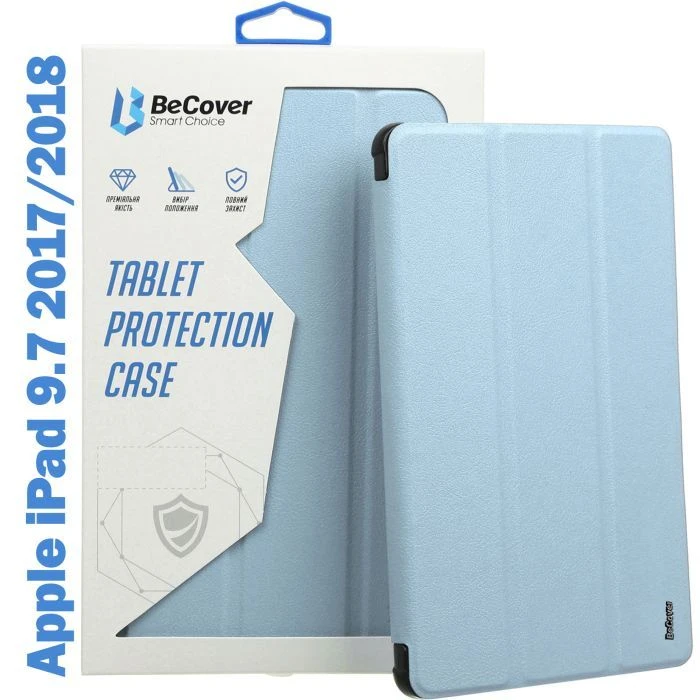Чехол для планшета BeCover Tri Fold Soft TPU Silicone Apple iPad 9.7 2017/2018 A1822/A1823/A1893/A1954 Light Blue (708512) (UA)