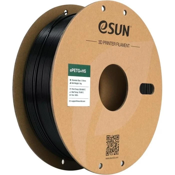 Пластик для 3D-принтера eSUN ePETG+HIGH SPEED 1,75mm 1kg SOLID BLACK (EPETG+HS-P175SB1) (UA)