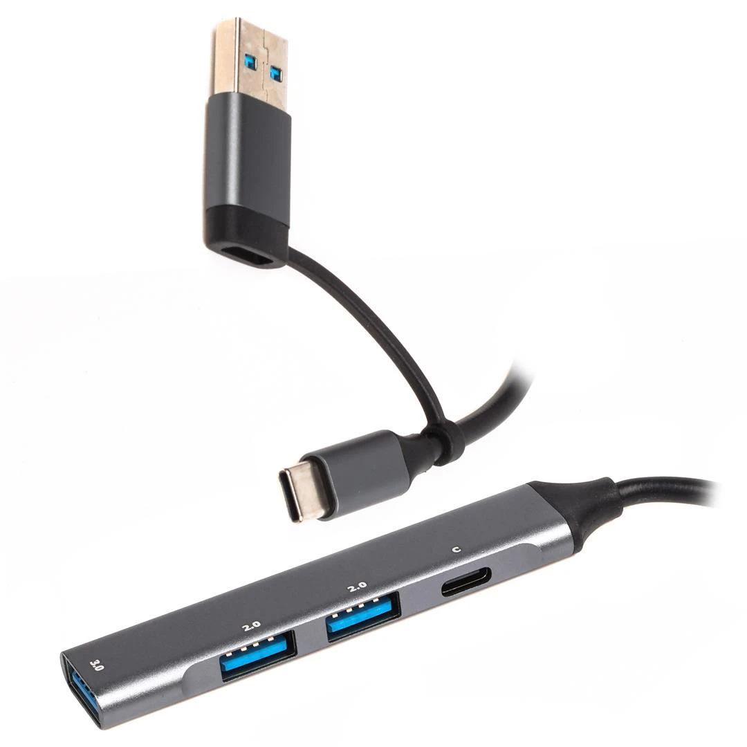 Maxxter 1xUSB-A 3.0, 2xUSB-A 2.0, 1xUSB-C Gray (HU3C-4P1CN-01) (UA)
