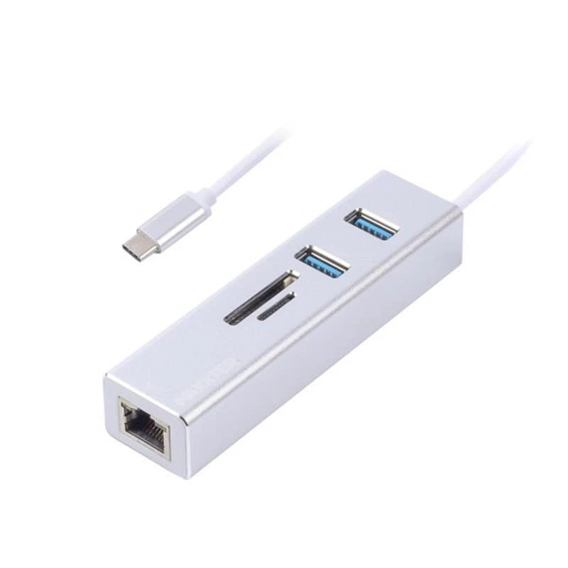 Maxxter 2хUSB3.0, RJ-45, microSD/TF, металл, Grey (NECH-2P-SD-01) (UA)