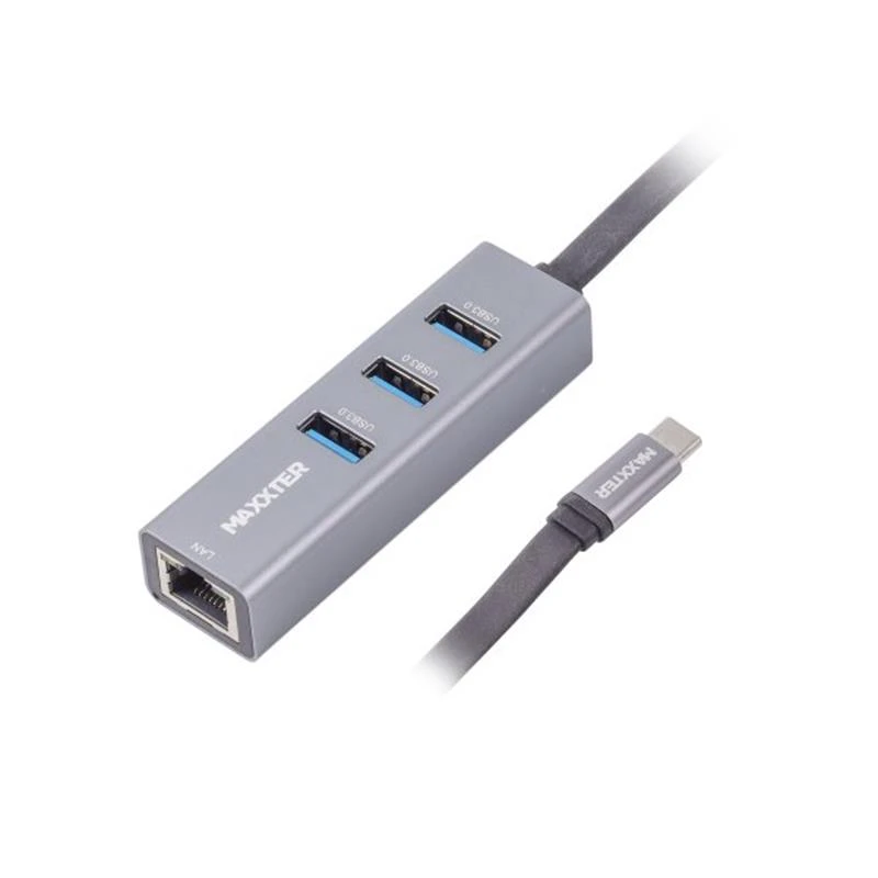 Maxxter 4хUSB3.0, RJ-45 Grey (NECH-3P-02) (UA)