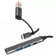 Maxxter 1xUSB-A 3.0, 2xUSB-A 2.0, 1xUSB-C Gray (HU3C-4P1CN-01) (UA)