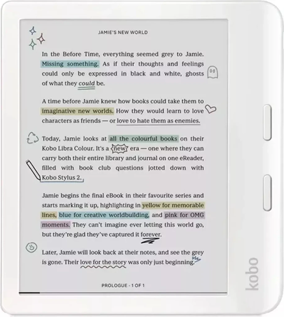 Электронная книга Kobo Libra Colour White (N428-KU-WH-K-CK)