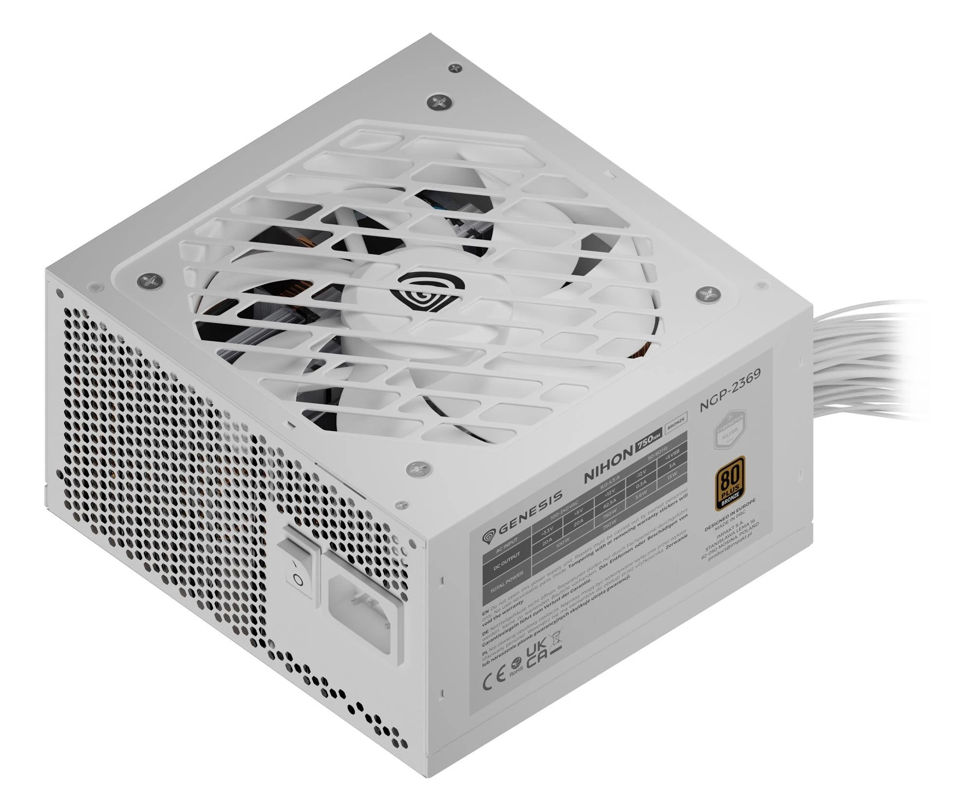Блок живлення Genesis ZASILACZ GENESIS NIHON 750NM White 750W 80+ BRONZE ATX 3.1 (NGP-2369) EU