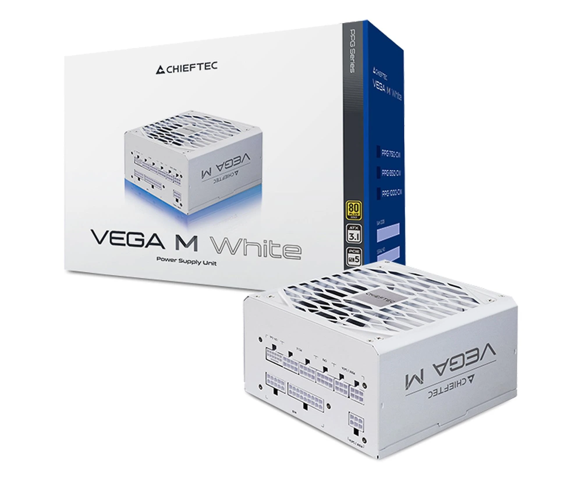 Блок питания Chieftec Vega M 1000W 80 Plus Gold White (PPG-1000-CW) EU