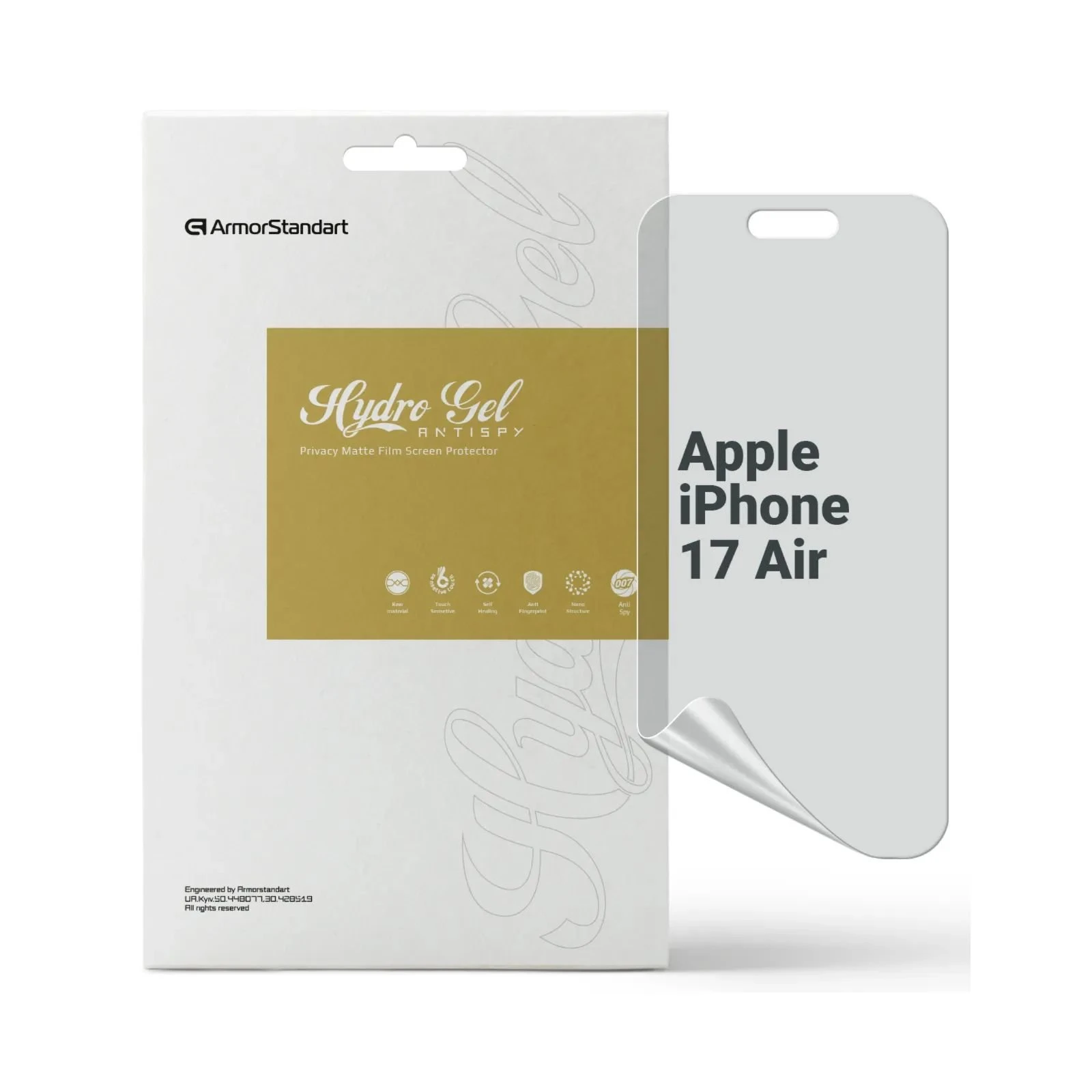 Плівка захисна Armorstandart hydrogel Anti-spy Apple iPhone 17 Air (ARM86182) (UA)