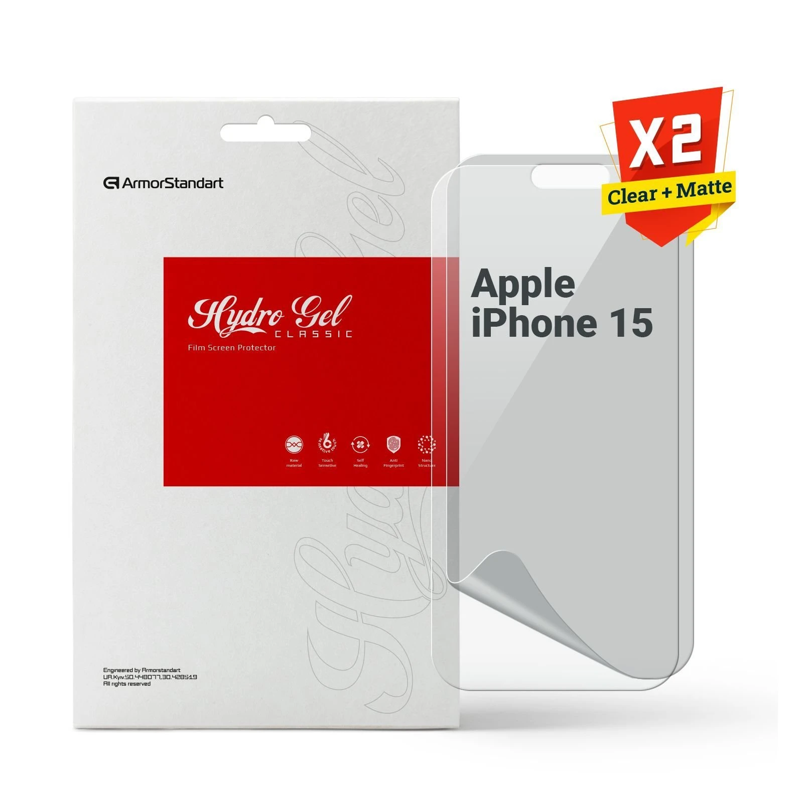 Плівка захисна Armorstandart Kit Clear + Matte Apple iPhone 15 (ARM80694) (UA)