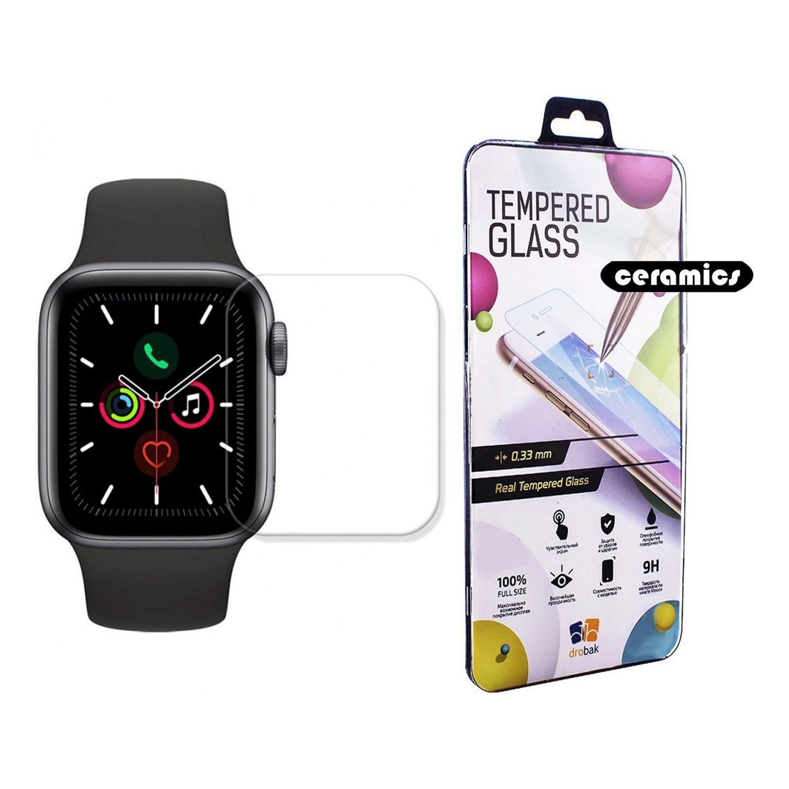 Плівка захисна Drobak Ceramics Apple Watch Series 5 40mm (2 шт) (313103) (UA)